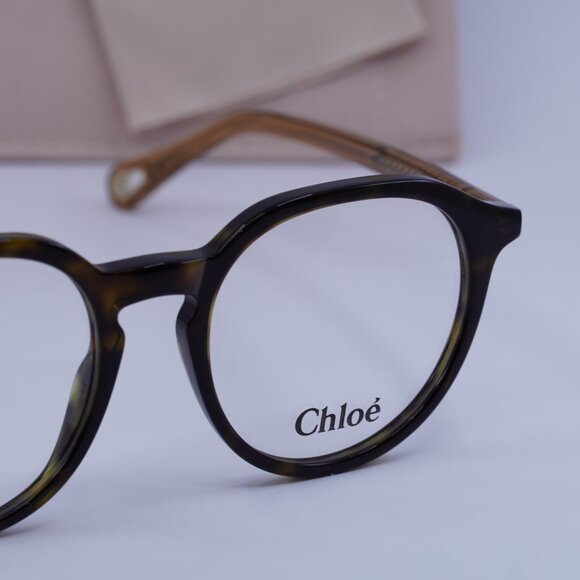 Chloe CH0012O 008 Round Eyeglasses 50mm - Dark Havana/Brown - Picture 2 of 11